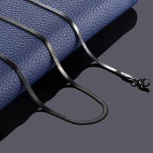 Stainless Steel Flat Necklace Gold Waterproof  Filmy Snake Chain Men Width 3mm - ArsaOne