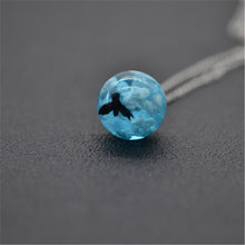 Chic Transparent Resin Rould Ball Moon Pendant Necklace Women Blue Sky White Cloud - ArsaOne