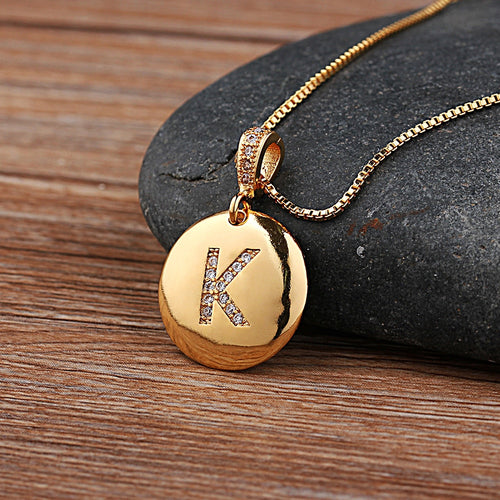 Initial Letter Necklace Gold 26 Letters Charm Necklaces Pendants Copper CZ Jewelry Personal Necklace - ArsaOne