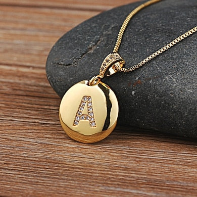 Initial Letter Necklace Gold 26 Letters Charm Necklaces Pendants Copper CZ Jewelry Personal Necklace - ArsaOne