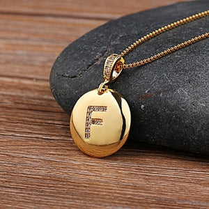 Initial Letter Necklace Gold 26 Letters Charm Necklaces Pendants Copper CZ Jewelry Personal Necklace - ArsaOne