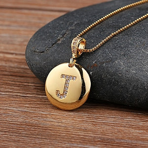 Initial Letter Necklace Gold 26 Letters Charm Necklaces Pendants Copper CZ Jewelry Personal Necklace - ArsaOne