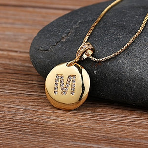 Initial Letter Necklace Gold 26 Letters Charm Necklaces Pendants Copper CZ Jewelry Personal Necklace - ArsaOne