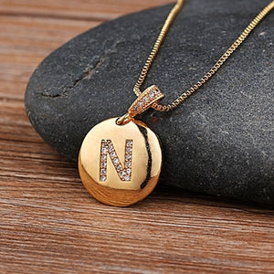 Initial Letter Necklace Gold 26 Letters Charm Necklaces Pendants Copper CZ Jewelry Personal Necklace - ArsaOne