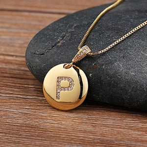 Initial Letter Necklace Gold 26 Letters Charm Necklaces Pendants Copper CZ Jewelry Personal Necklace - ArsaOne