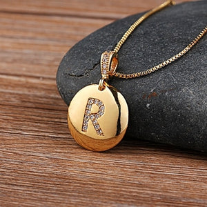 Initial Letter Necklace Gold 26 Letters Charm Necklaces Pendants Copper CZ Jewelry Personal Necklace - ArsaOne