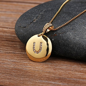 Initial Letter Necklace Gold 26 Letters Charm Necklaces Pendants Copper CZ Jewelry Personal Necklace - ArsaOne