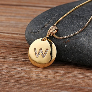 Initial Letter Necklace Gold 26 Letters Charm Necklaces Pendants Copper CZ Jewelry Personal Necklace - ArsaOne