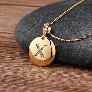 Initial Letter Necklace Gold 26 Letters Charm Necklaces Pendants Copper CZ Jewelry Personal Necklace - ArsaOne