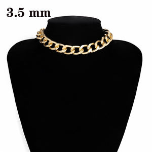 Miami Cuban Choker Necklace Collar Statement Hip Hop Big Chunky Aluminum Gold Color Thick Chain - ArsaOne