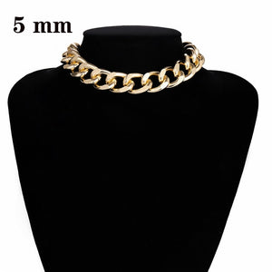 Miami Cuban Choker Necklace Collar Statement Hip Hop Big Chunky Aluminum Gold Color Thick Chain - ArsaOne