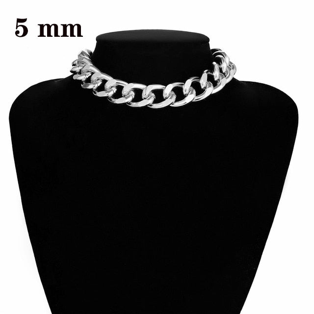 Miami Cuban Choker Necklace Collar Statement Hip Hop Big Chunky Aluminum Gold Color Thick Chain - ArsaOne