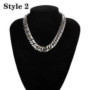 Miami Cuban Choker Necklace Collar Statement Hip Hop Big Chunky Aluminum Gold Color Thick Chain - ArsaOne