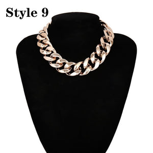 Miami Cuban Choker Necklace Collar Statement Hip Hop Big Chunky Aluminum Gold Color Thick Chain - ArsaOne