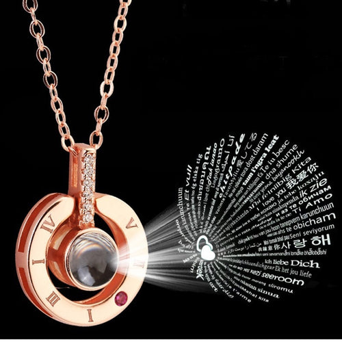 Ars Letter Necklace 100 Languages I Love You Projection Pendant Necklace Women - ArsaOne