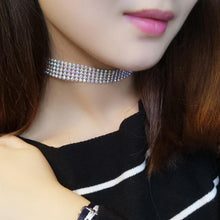 Crystal Rhinestone Choker Necklace Women Wedding Accessories Silver Color Chain - ArsaOne