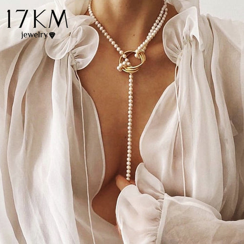 Ars Vintage Pearl Necklaces For Women Fashion Multi-layer Shell Knot Pearl Chain Necklace - ArsaOne