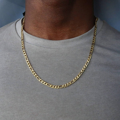 Figaro Chain Necklace Men Stainless Steel Gold Color Long Necklace - ArsaOne