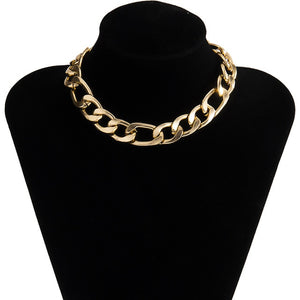 Miami Cuban Choker Necklace Collar Statement Hip Hop Big Chunky Aluminum Gold Color Thick Chain - ArsaOne