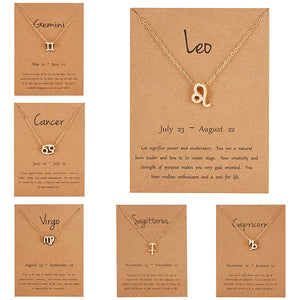 Star Zodiac Sign 12 Constellation Necklaces Pendant Charm Gold Chain Choker Necklaces - ArsaOne