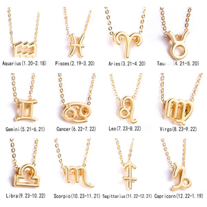 Star Zodiac Sign 12 Constellation Necklaces Pendant Charm Gold Chain Choker Necklaces - ArsaOne