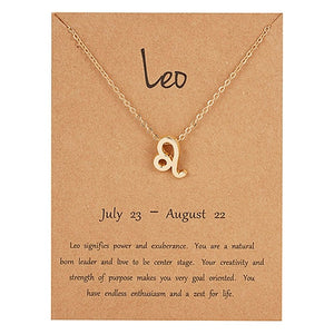 Star Zodiac Sign 12 Constellation Necklaces Pendant Charm Gold Chain Choker Necklaces - ArsaOne