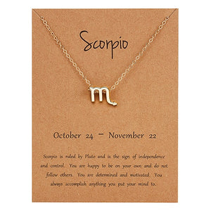 Star Zodiac Sign 12 Constellation Necklaces Pendant Charm Gold Chain Choker Necklaces - ArsaOne