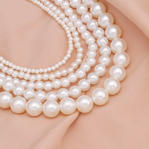 Elegant White Pearl Choker Necklace Big Round Pearl Wedding Necklace - ArsaOne