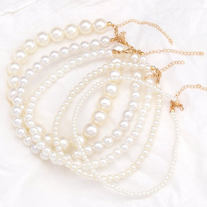 Elegant White Pearl Choker Necklace Big Round Pearl Wedding Necklace - ArsaOne