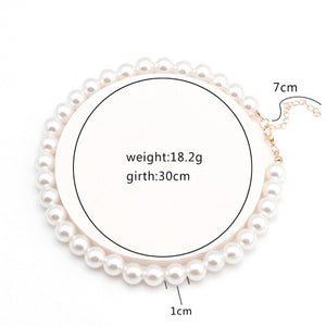 Elegant White Pearl Choker Necklace Big Round Pearl Wedding Necklace - ArsaOne