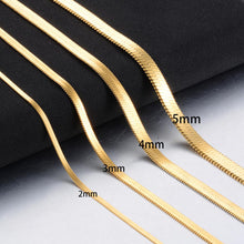 Stainless Steel Flat Necklace Gold Waterproof  Filmy Snake Chain Men Width 3mm - ArsaOne