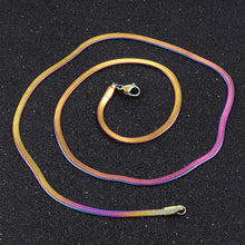 Stainless Steel Flat Necklace Gold Waterproof  Filmy Snake Chain Men Width 3mm - ArsaOne