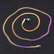 Stainless Steel Flat Necklace Gold Waterproof  Filmy Snake Chain Men Width 3mm - ArsaOne