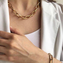 Asymmetric Lock Necklace for Women Twist Gold Silver Color Chunky Thick Lock Choker Chain Necklaces Party Jewelry - ArsaOne