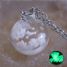 Chic Transparent Resin Rould Ball Moon Pendant Necklace Women Blue Sky White Cloud - ArsaOne