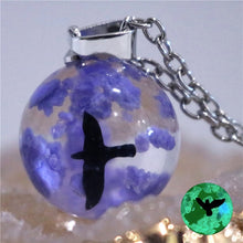 Chic Transparent Resin Rould Ball Moon Pendant Necklace Women Blue Sky White Cloud - ArsaOne
