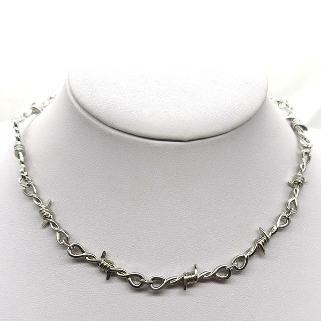 Small Wire Brambles Iron Unisex Choker  Necklace Women Hip-hop Gothic - ArsaOne