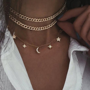 Asymmetric Lock Necklace for Women Twist Gold Silver Color Chunky Thick Lock Choker Chain Necklaces Party Jewelry - ArsaOne