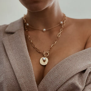 Asymmetric Lock Necklace for Women Twist Gold Silver Color Chunky Thick Lock Choker Chain Necklaces Party Jewelry - ArsaOne