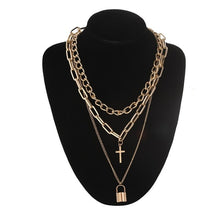 Ars Layered Chain Necklace Neck Chains Lock Pendant Jewelry For Women Punk Choker Padlock Goth - ArsaOne