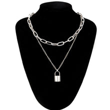 Ars Layered Chain Necklace Neck Chains Lock Pendant Jewelry For Women Punk Choker Padlock Goth - ArsaOne