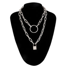 Ars Layered Chain Necklace Neck Chains Lock Pendant Jewelry For Women Punk Choker Padlock Goth - ArsaOne