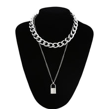 Ars Layered Chain Necklace Neck Chains Lock Pendant Jewelry For Women Punk Choker Padlock Goth - ArsaOne