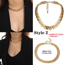 Miami Cuban Choker Necklace Collar Statement Hip Hop Big Chunky Aluminum Gold Color Thick Chain - ArsaOne