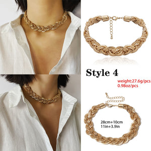 Miami Cuban Choker Necklace Collar Statement Hip Hop Big Chunky Aluminum Gold Color Thick Chain - ArsaOne