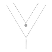 Ars Sterling Silver Double layer Necklace Round Shiny Full Zircon Long pendant Necklaces - ArsaOne