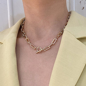 Chain Toggle Class Gold Necklaces Mixed Linked Circle Necklaces - ArsaOne