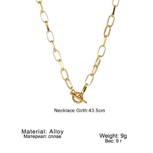 Chain Toggle Class Gold Necklaces Mixed Linked Circle Necklaces - ArsaOne