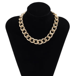 Miami Cuban Choker Necklace Collar Statement Hip Hop Big Chunky Aluminum Gold Color Thick Chain - ArsaOne