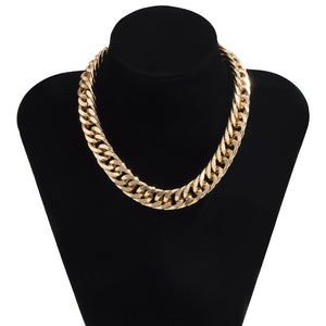 Miami Cuban Choker Necklace Collar Statement Hip Hop Big Chunky Aluminum Gold Color Thick Chain - ArsaOne